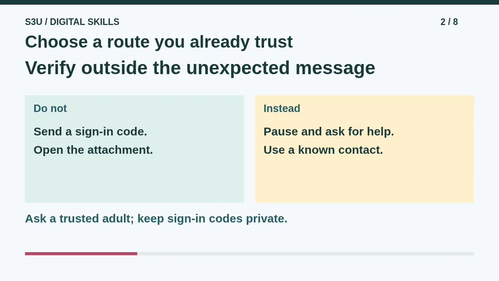 Video illustration: Choose a route you already trust. The spoken explanation follows.