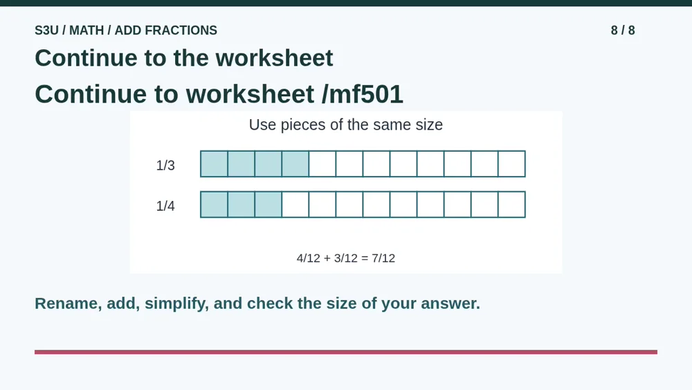 Video illustration: Continue to the worksheet. The spoken explanation follows.