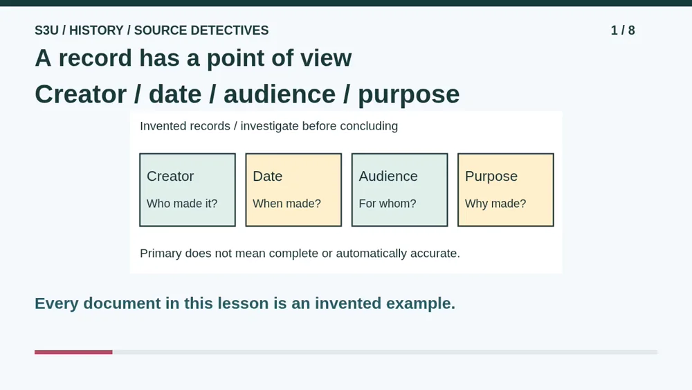 Video illustration: A record has a point of view. The spoken explanation follows.