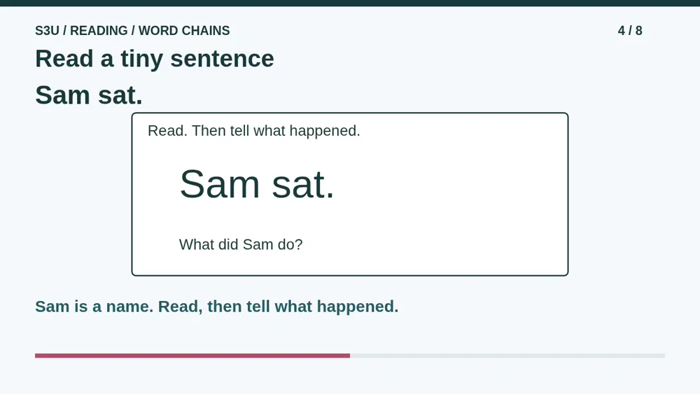 Video illustration: Read a tiny sentence. The spoken explanation follows.