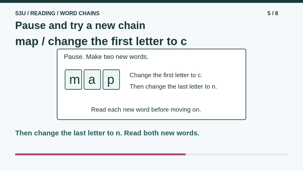 Video illustration: Pause and try a new chain. The spoken explanation follows.