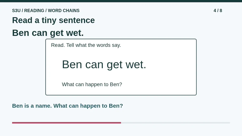 Video illustration: Read a tiny sentence. The spoken explanation follows.