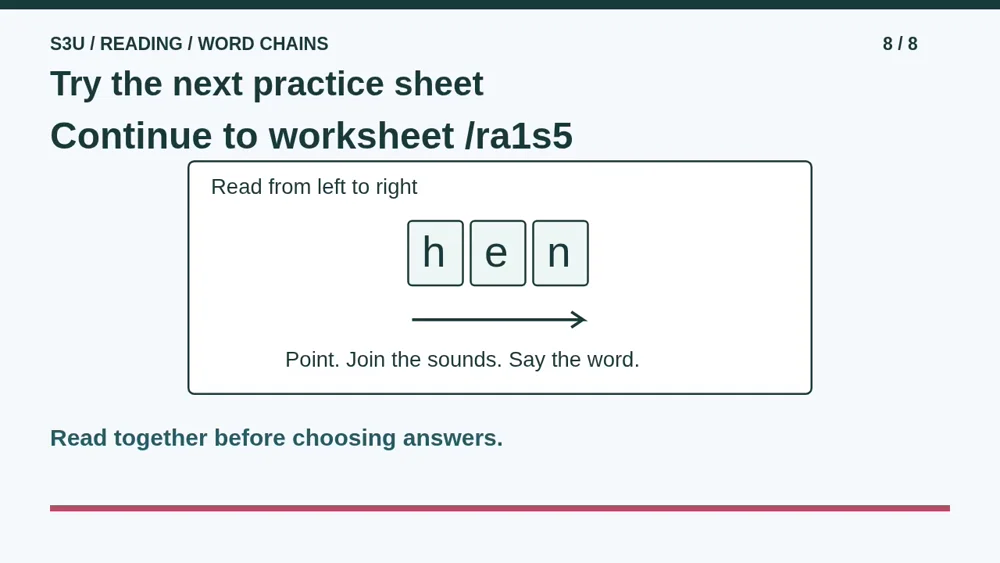 Video illustration: Try the next practice sheet. The spoken explanation follows.