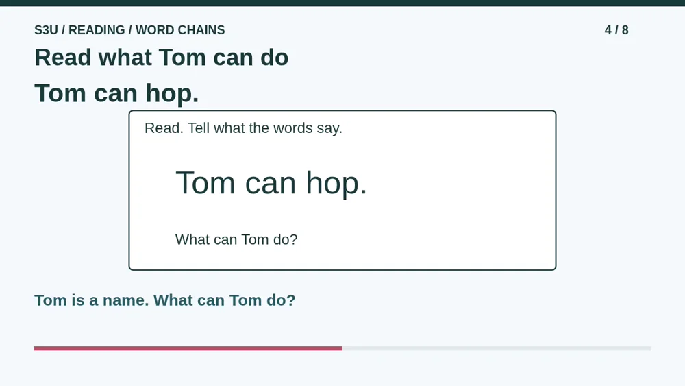 Video illustration: Read what Tom can do. The spoken explanation follows.