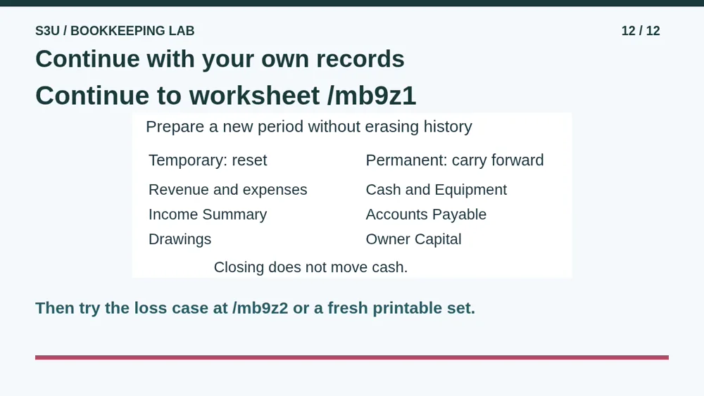 Video illustration: Continue with your own records. The spoken explanation follows.