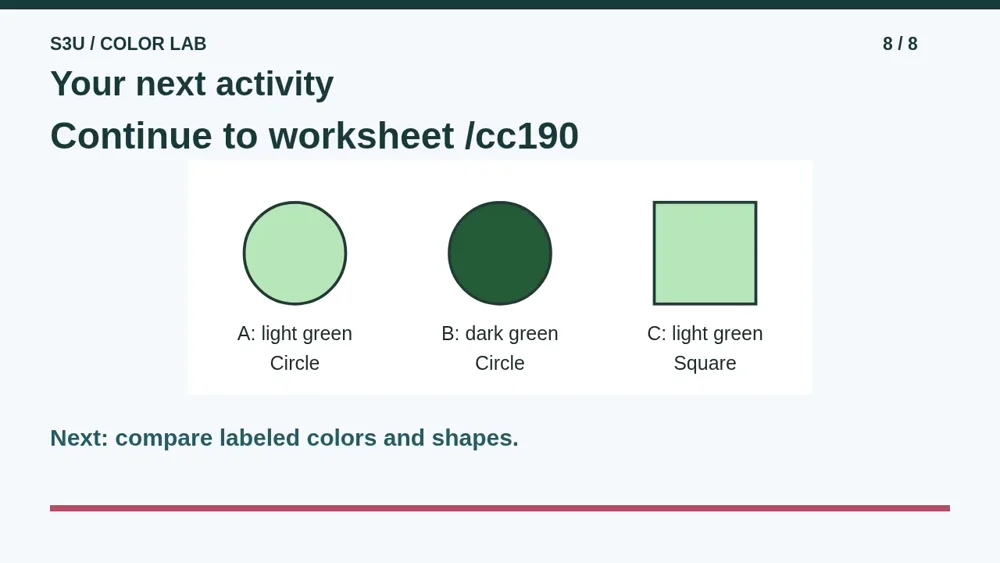 Video illustration: Your next activity. The spoken explanation follows.