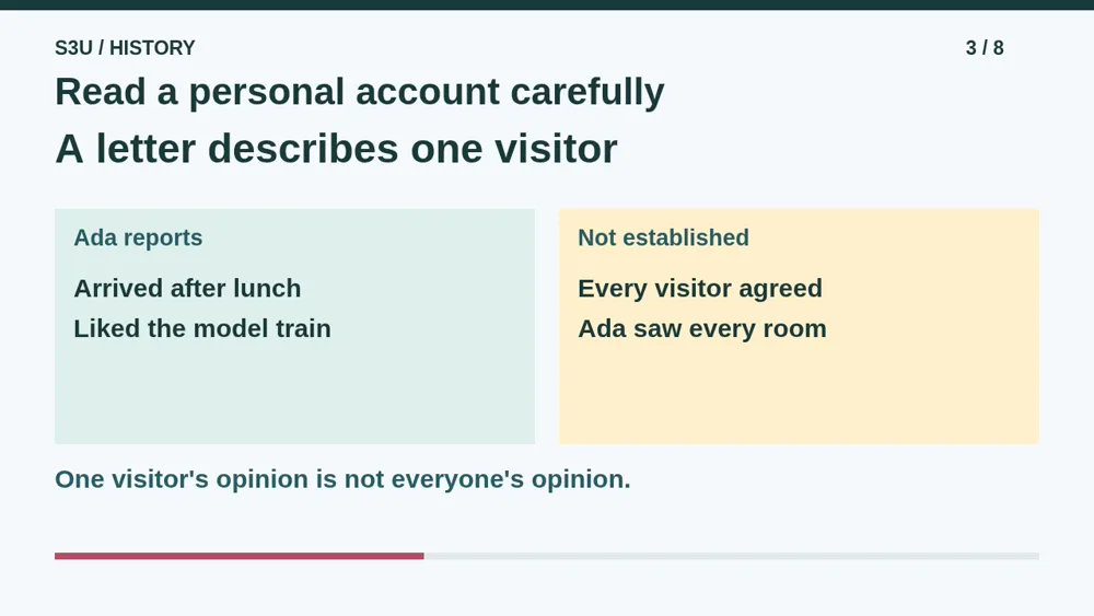 Video illustration: Read a personal account carefully. The spoken explanation follows.