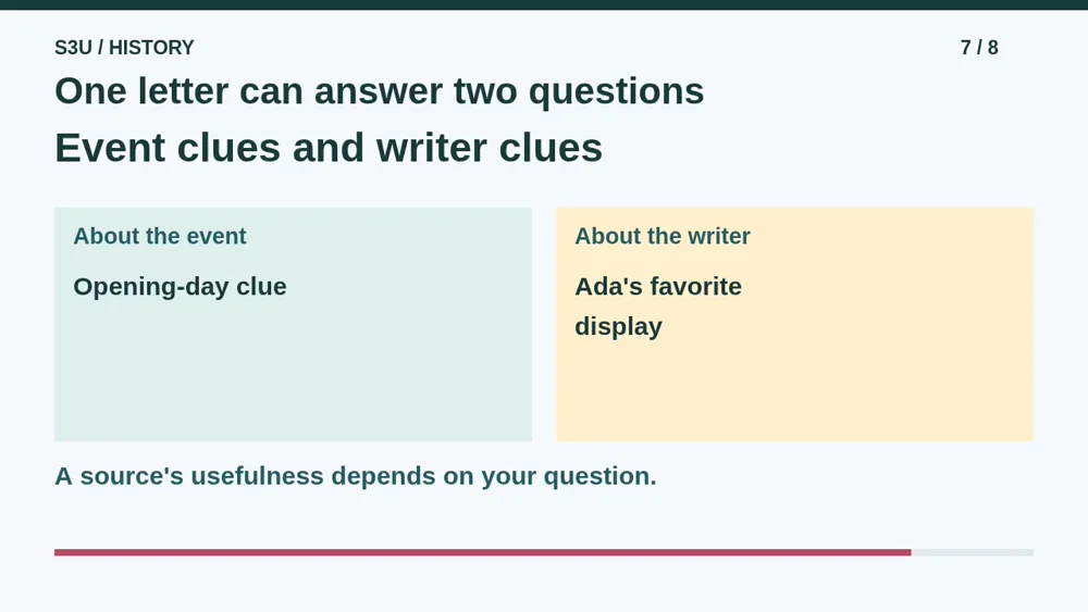 Video illustration: One letter can answer two questions. The spoken explanation follows.