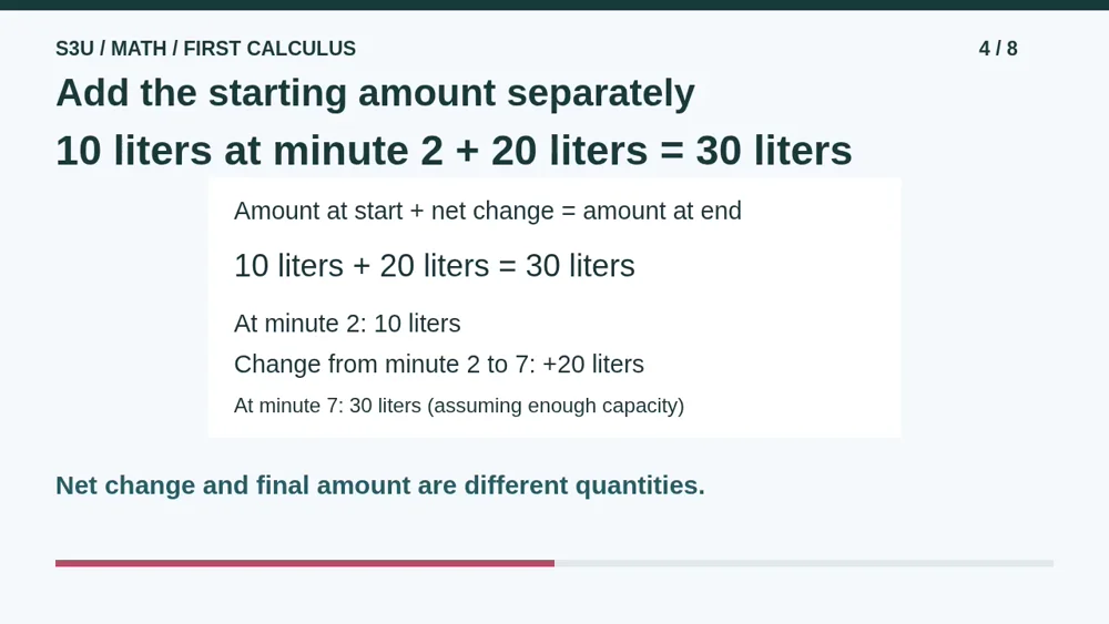 Video illustration: Add the starting amount separately. The spoken explanation follows.