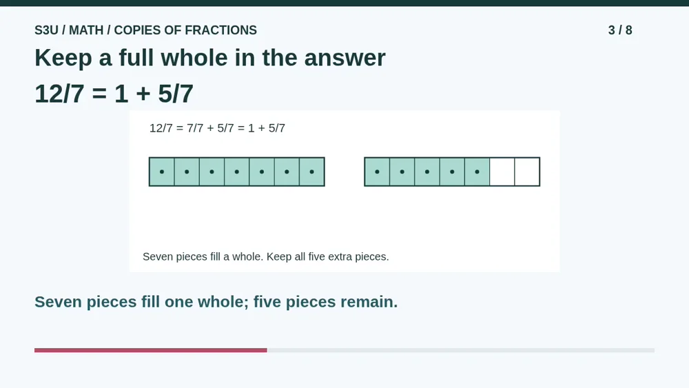 Video illustration: Keep a full whole in the answer. The spoken explanation follows.