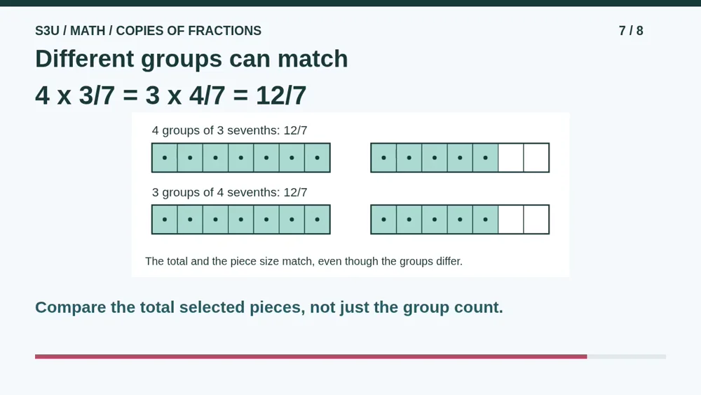 Video illustration: Different groups can match. The spoken explanation follows.