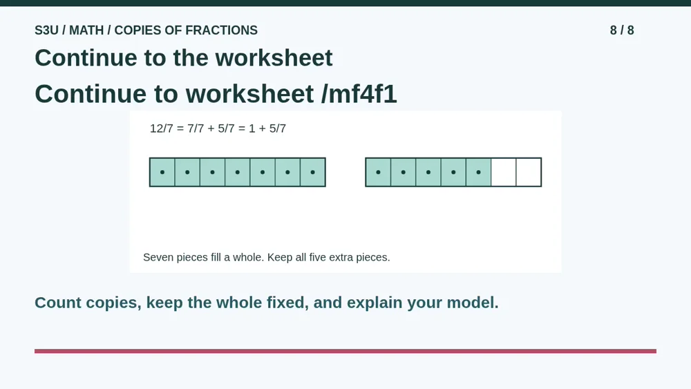 Video illustration: Continue to the worksheet. The spoken explanation follows.