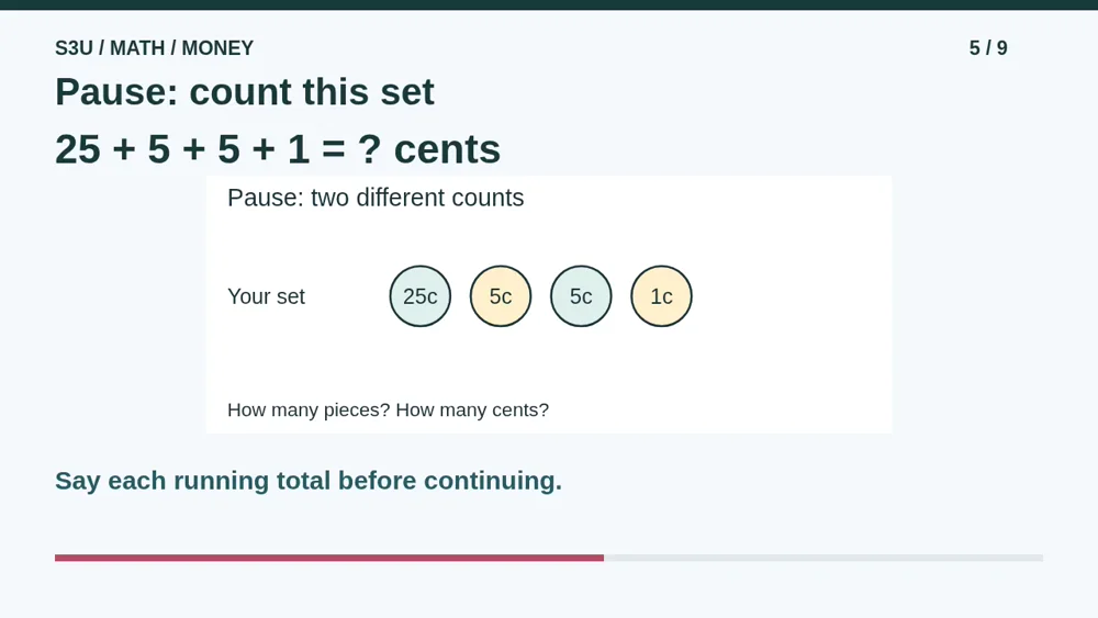 Video illustration: Pause: count this set. The spoken explanation follows.