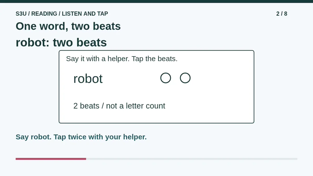 Video illustration: One word, two beats. The spoken explanation follows.