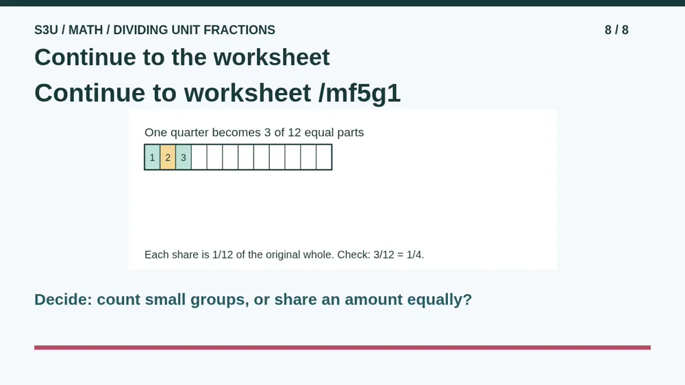Video illustration: Continue to the worksheet. The spoken explanation follows.