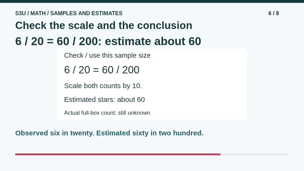 Video illustration: Check the scale and the conclusion. The spoken explanation follows.