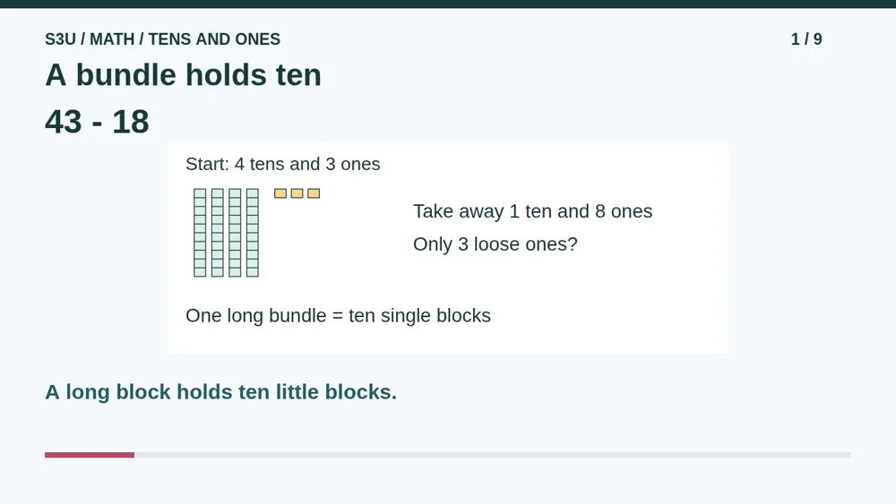 Video illustration: A bundle holds ten. The spoken explanation follows.