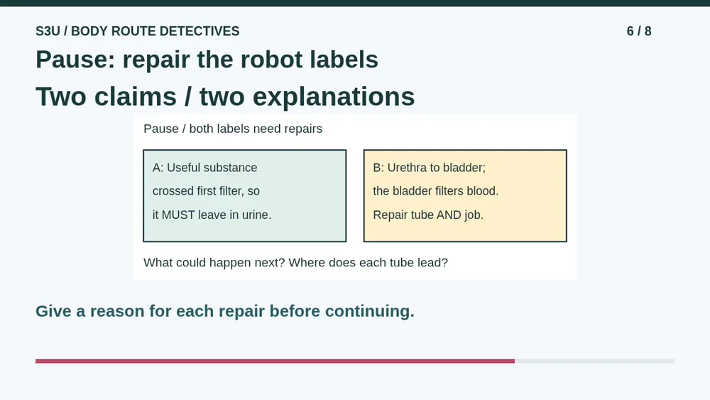 Video illustration: Pause: repair the robot labels. The spoken explanation follows.