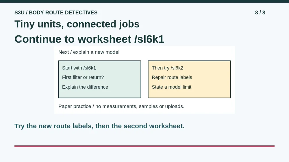 Video illustration: Tiny units, connected jobs. The spoken explanation follows.