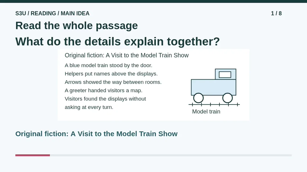 Video illustration: Read the whole passage. The spoken explanation follows.