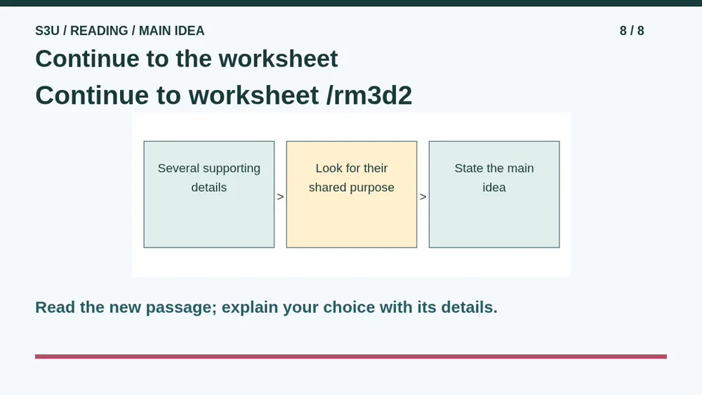 Video illustration: Continue to the worksheet. The spoken explanation follows.