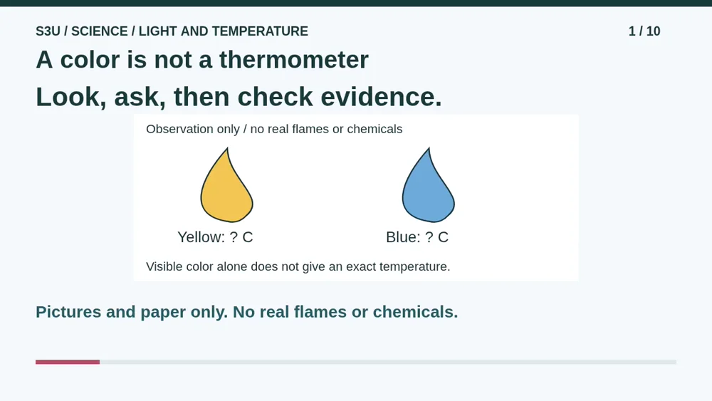 Video illustration: A color is not a thermometer. The spoken explanation follows.