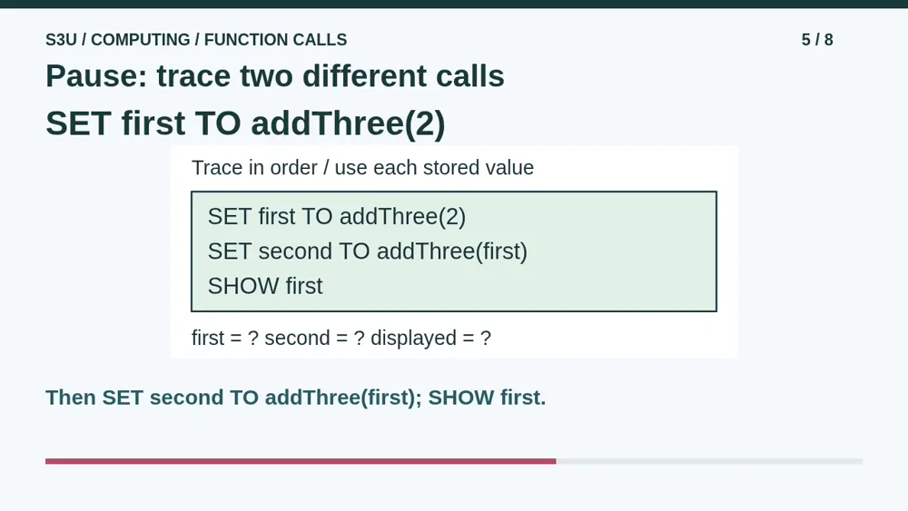 Video illustration: Pause: trace two different calls. The spoken explanation follows.