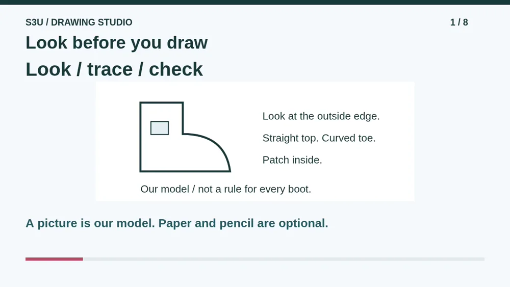 Video illustration: Look before you draw. The spoken explanation follows.