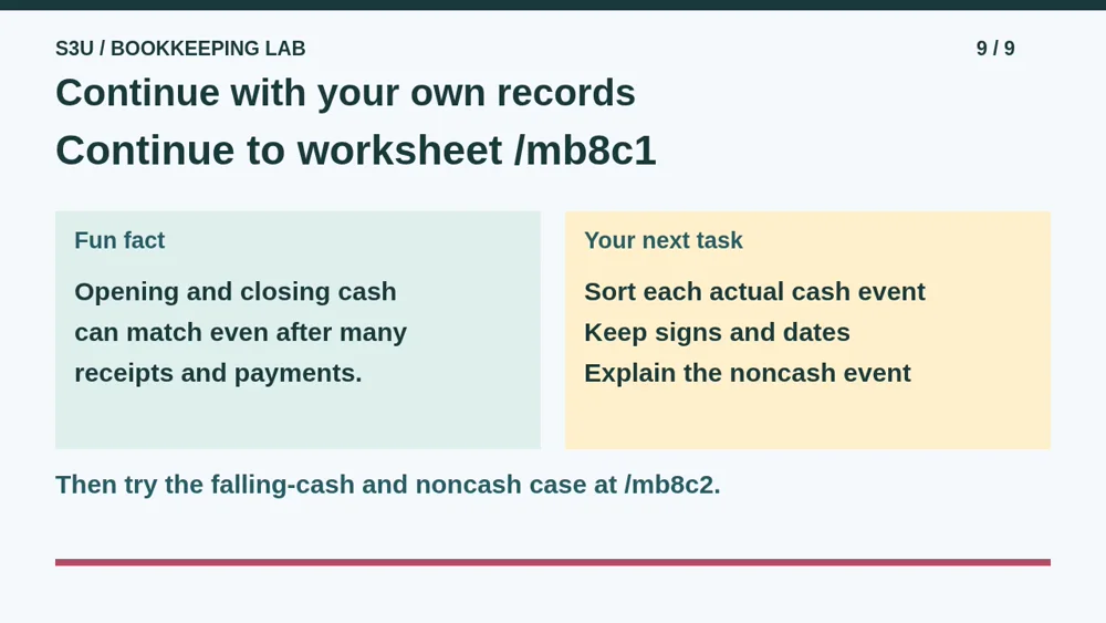 Video illustration: Continue with your own records. The spoken explanation follows.