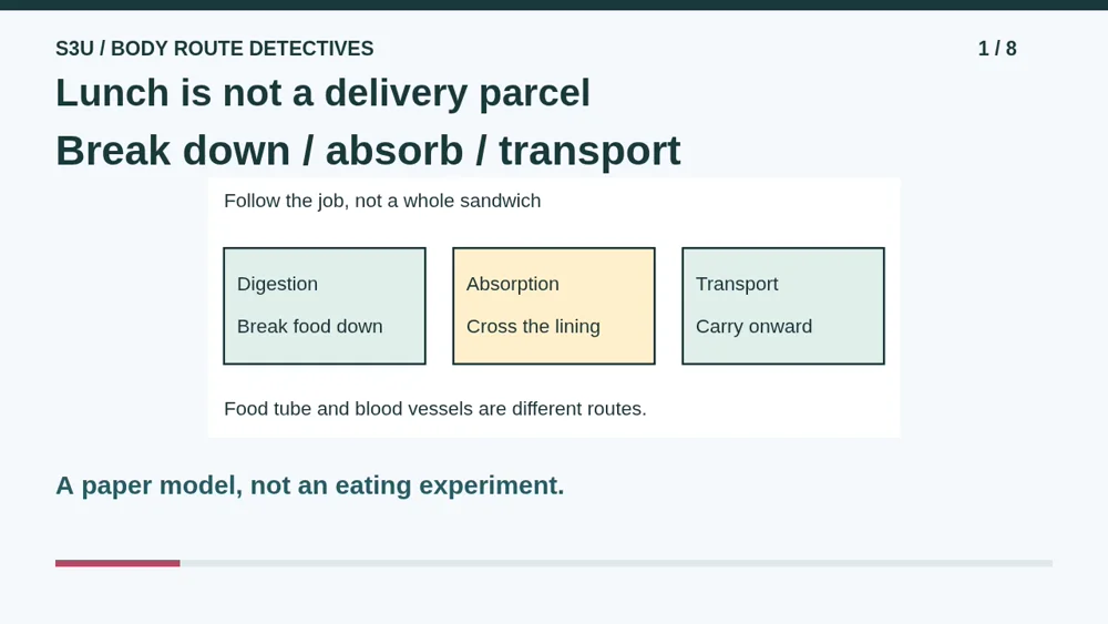 Video illustration: Lunch is not a delivery parcel. The spoken explanation follows.