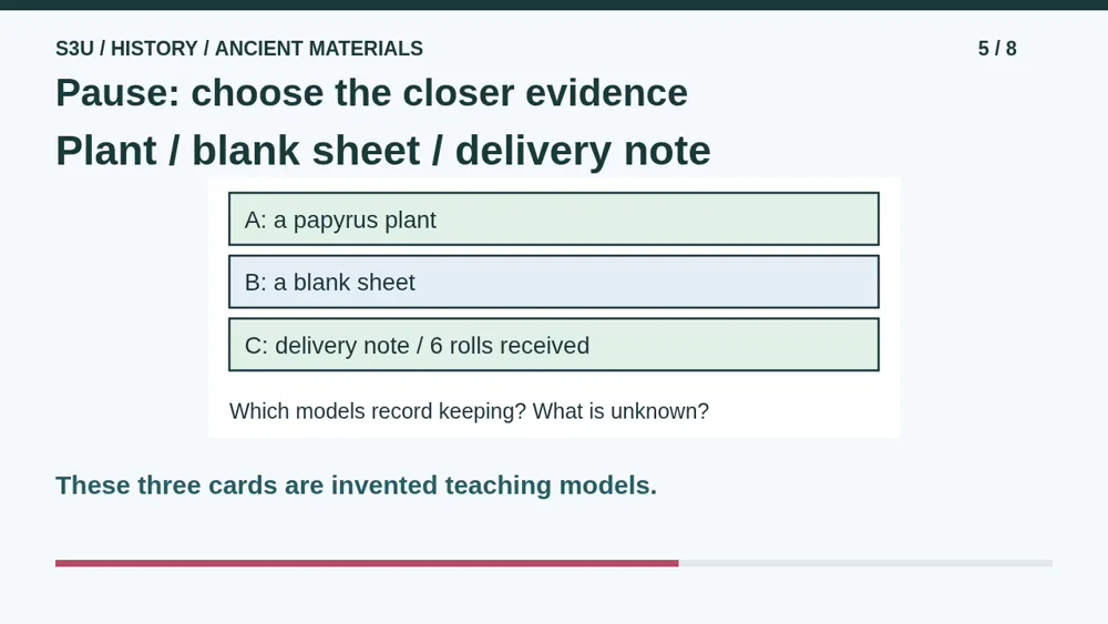 Video illustration: Pause: choose the closer evidence. The spoken explanation follows.