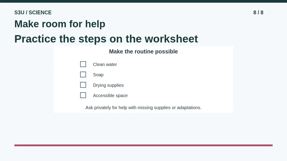Video illustration: Make room for help. The spoken explanation follows.