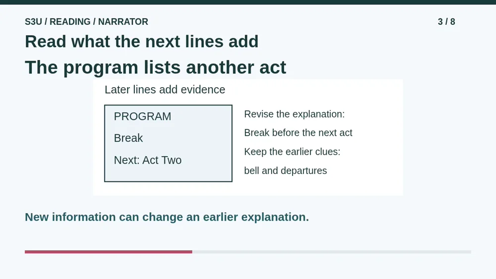 Video illustration: Read what the next lines add. The spoken explanation follows.