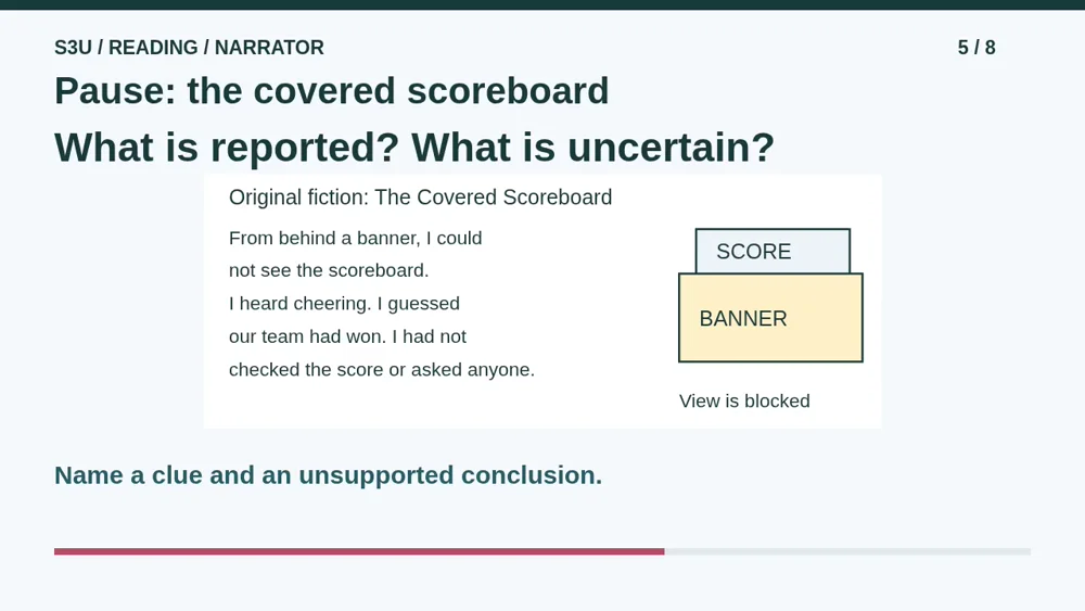 Video illustration: Pause: the covered scoreboard. The spoken explanation follows.