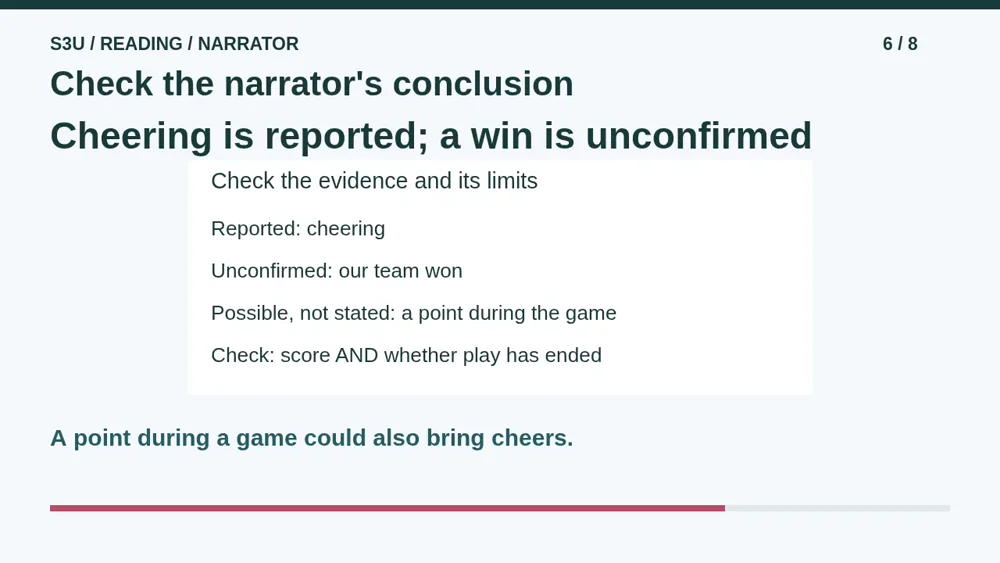 Video illustration: Check the narrator's conclusion. The spoken explanation follows.