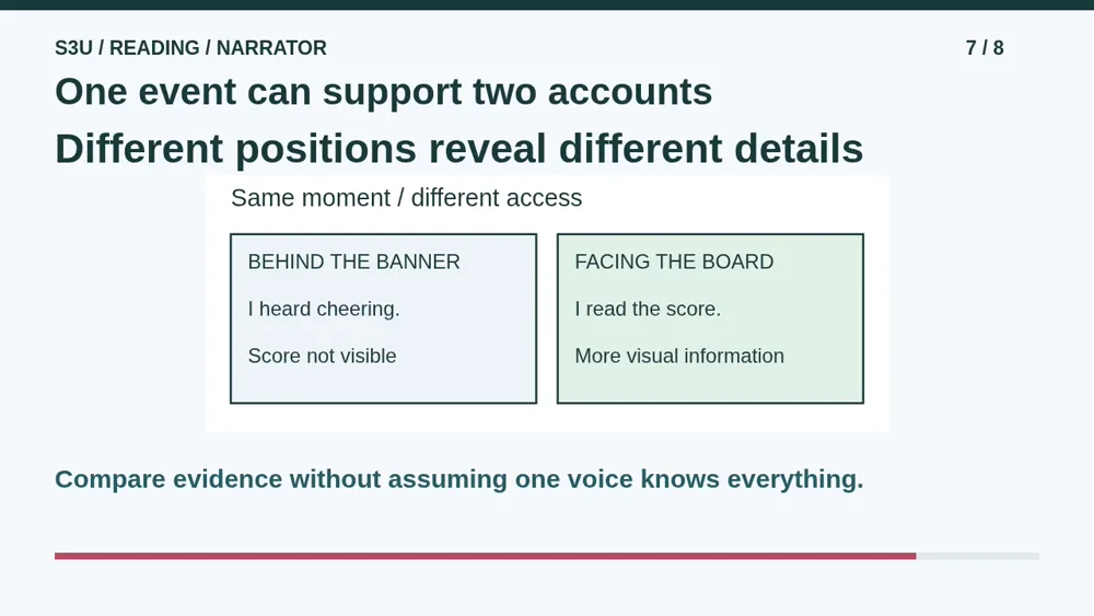 Video illustration: One event can support two accounts. The spoken explanation follows.