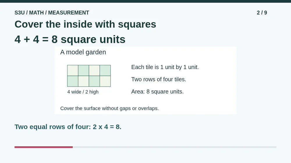 Video illustration: Cover the inside with squares. The spoken explanation follows.