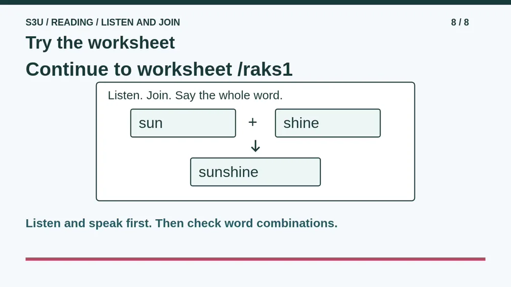 Video illustration: Try the worksheet. The spoken explanation follows.