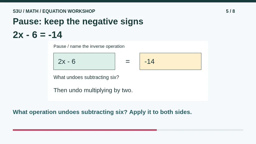 Video illustration: Pause: keep the negative signs. The spoken explanation follows.