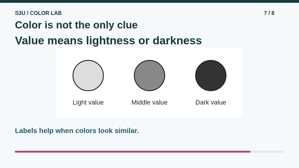 Video illustration: Color is not the only clue. The spoken explanation follows.