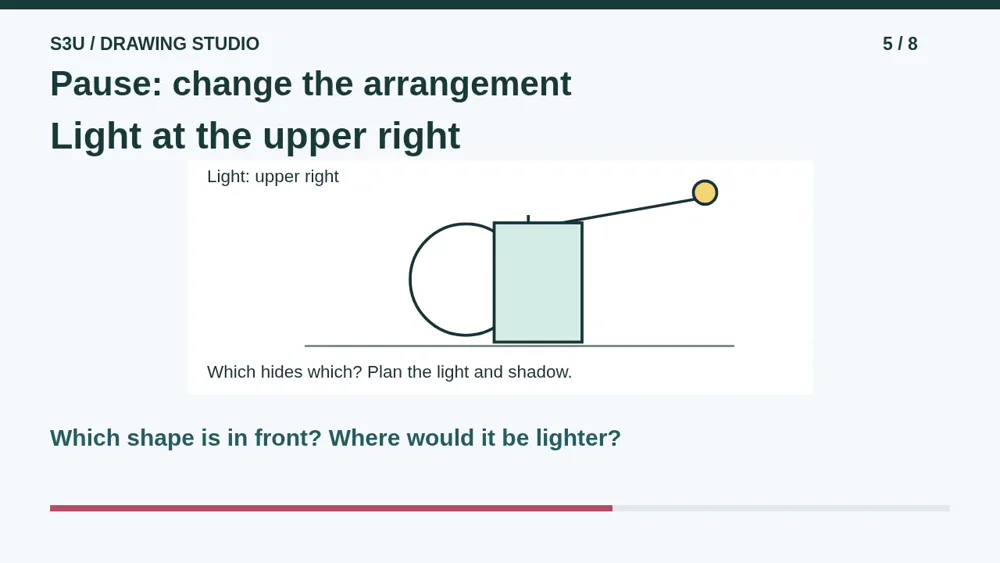 Video illustration: Pause: change the arrangement. The spoken explanation follows.