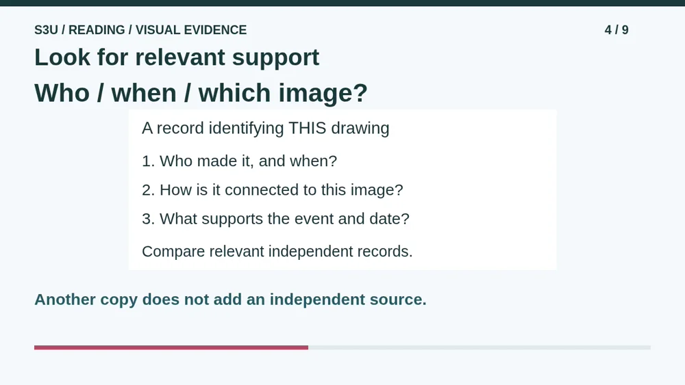 Video illustration: Look for relevant support. The spoken explanation follows.