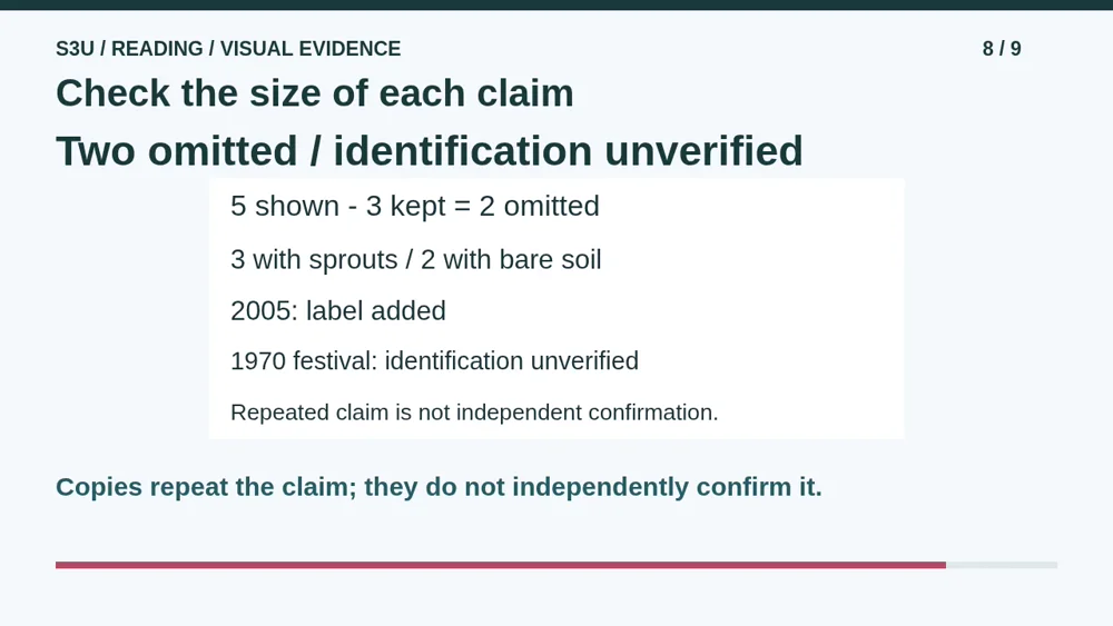 Video illustration: Check the size of each claim. The spoken explanation follows.