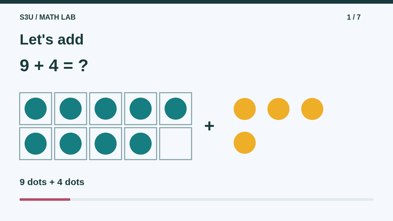 Nine dots in a box with one empty space, and four yellow dots beside it.