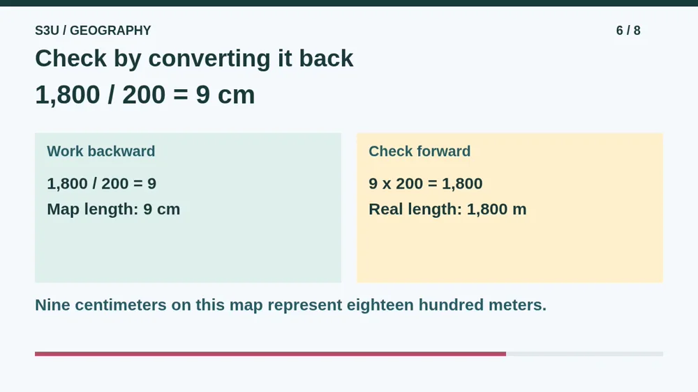Video illustration: Check by converting it back. The spoken explanation follows.
