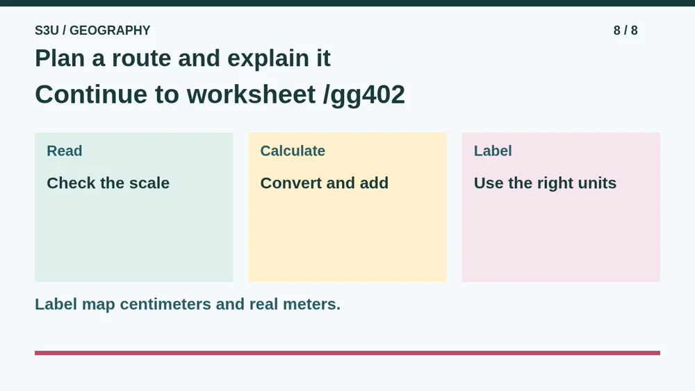 Video illustration: Plan a route and explain it. The spoken explanation follows.