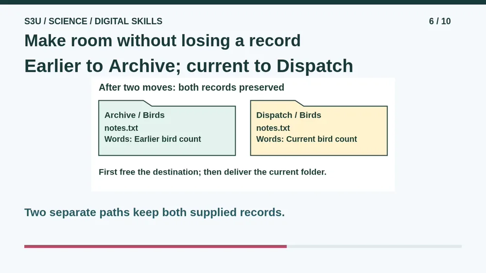 Video illustration: Make room without losing a record. The spoken explanation follows.