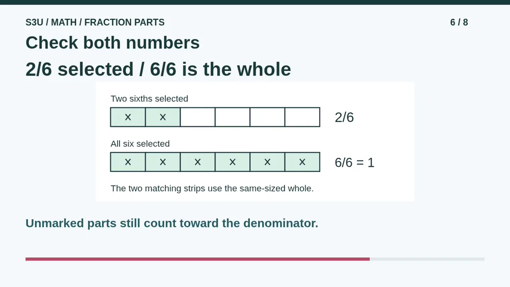 Video illustration: Check both numbers. The spoken explanation follows.
