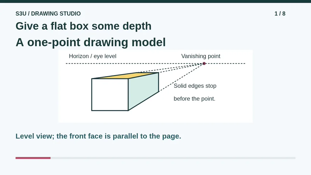 Video illustration: Give a flat box some depth. The spoken explanation follows.