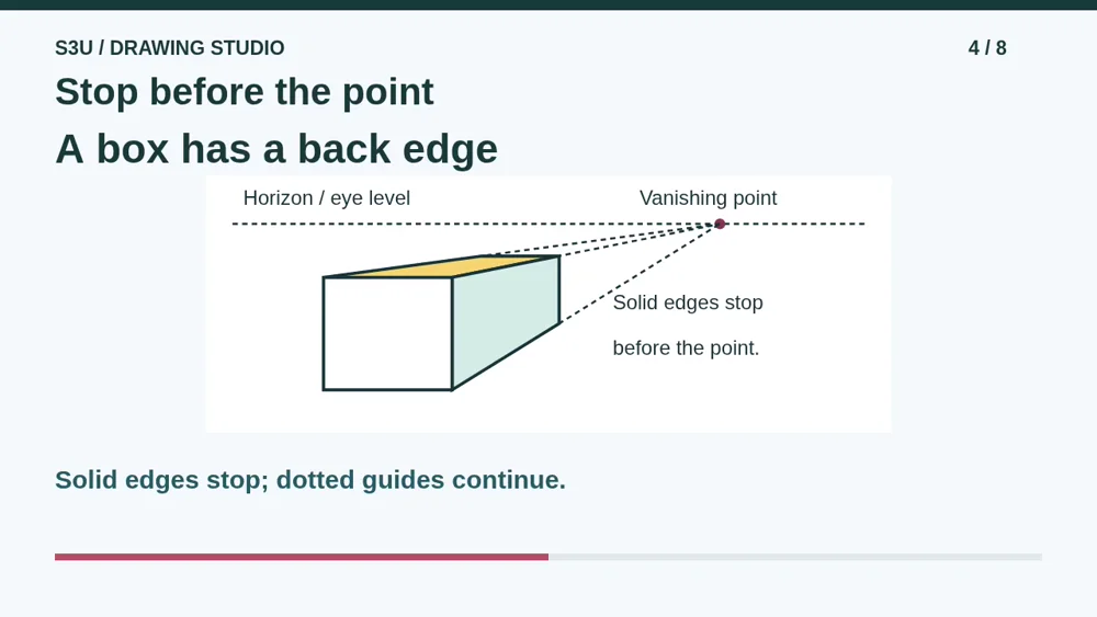 Video illustration: Stop before the point. The spoken explanation follows.